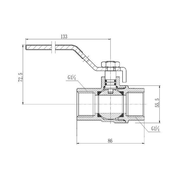 Кран кульовий газовий Thermo Alliance Forte 1 1/4" ВВ, латунний, посилений, ручка-важіль, PN40 SD00010556 фото