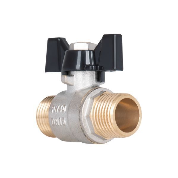 Кран кульовий для води Thermo Alliance Base 1/2" НН, латунний, ручка-метелик, нікельований, PN40 SD00002817 фото