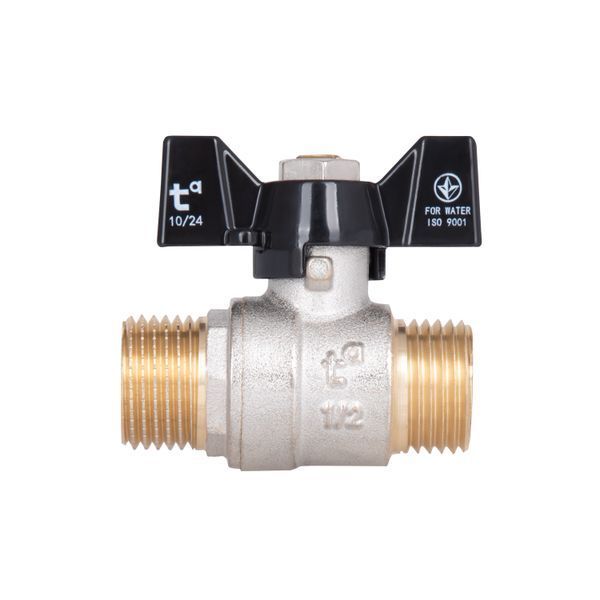 Кран кульовий для води Thermo Alliance Base 1/2" НН, латунний, ручка-метелик, нікельований, PN40 SD00002817 фото