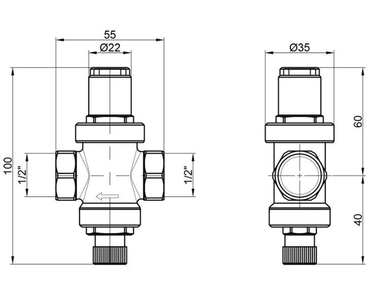 Редуктор тиску води Icma 247 1/2" (1-4 бар), поршневий, з манометром, 91247AD06 SD00008041MN фото
