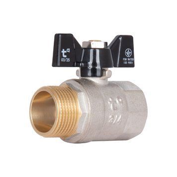 Кран кульовий для води Thermo Alliance Base 3/4" ВН, латунний, ручка-метелик, нікельований, PN40 SD00002831 фото