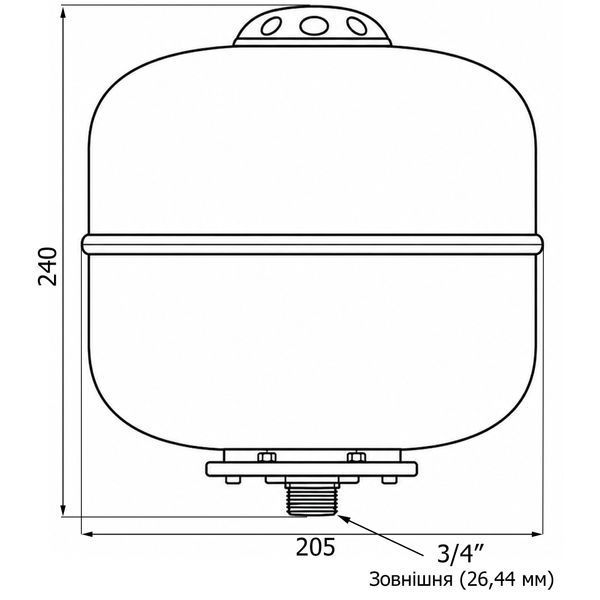 Розширювальний бак для системи опалення 5 л Womar WM-V5L, 3/4", круглий, &Oslash;205 &times; 240 мм SD00025888 фото