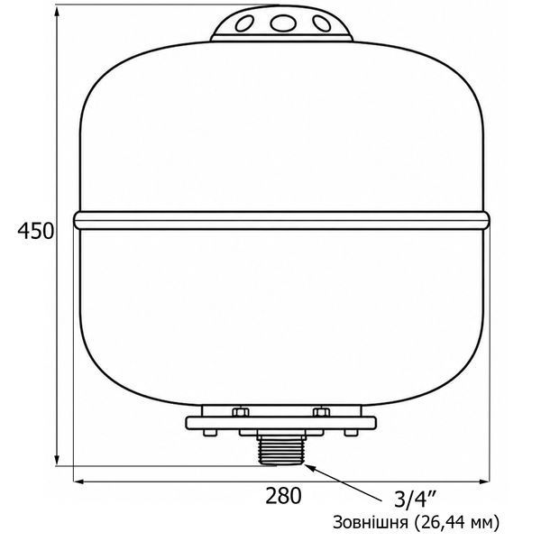 Розширювальний бак для системи опалення 24 л Womar WM-V19L, 3/4", круглий, &Oslash;280 &times; 450 мм SD00031361 фото
