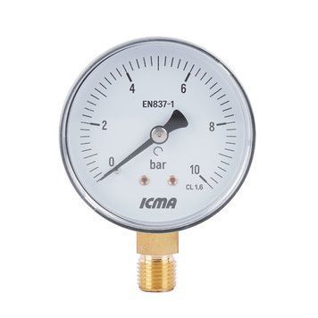 Манометр для води Icma 244 1/4" 0&ndash;10 бар, &Oslash;63 мм, радіальний (нижнє підключення), 91244AB10 SD00006089 фото