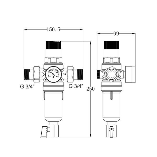 Редуктор тиску води Thermo Alliance Forte 3/4" (1-6 бар), мембранний, з промивним фільтром, для гарячої води, SF128W20H SD00054156 фото