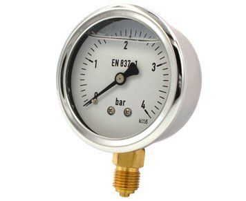 Манометр для води Thermo Alliance 1/4" 0&ndash;4 бар, &Oslash;68 мм, радіальний (нижнє підключення), гліцериновий (заповнений гліцерином), TAF170G4B SD00053543 фото