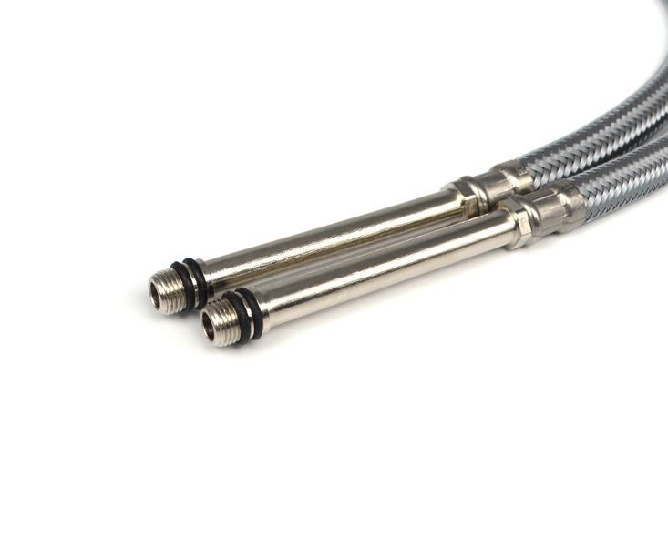 Гнучка підводка для змішувача 80 см Thermo Alliance Forte 1/2" &times; М10 (довгий штуцер 85 мм), нейлонове обплетення (пара) SD00050986 фото