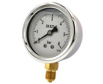 Манометр для води Thermo Alliance 1/4" 0&ndash;6 бар, &Oslash;68 мм, радіальний (нижнє підключення), гліцериновий (заповнений гліцерином), TAF170G4B SD00053544 фото
