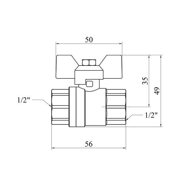 Кран кульовий для газу Karro Standart+ 1/2" ВВ, латунний, ручка-метелик, PN40 CV012051 фото