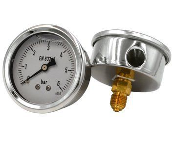 Манометр для води Thermo Alliance 1/4" 0&ndash;6 бар, &Oslash;68 мм, аксіальний (заднє підключення), гліцериновий (заповнений гліцерином), TAF171G6B SD00053546 фото