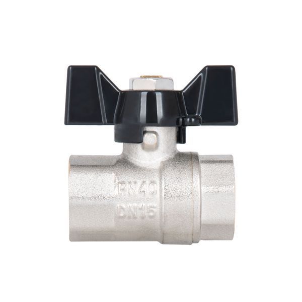 Кран кульовий для води Thermo Alliance Base 1/2" ВВ, латунний, ручка-метелик, нікельований, PN40 SD00002813 фото
