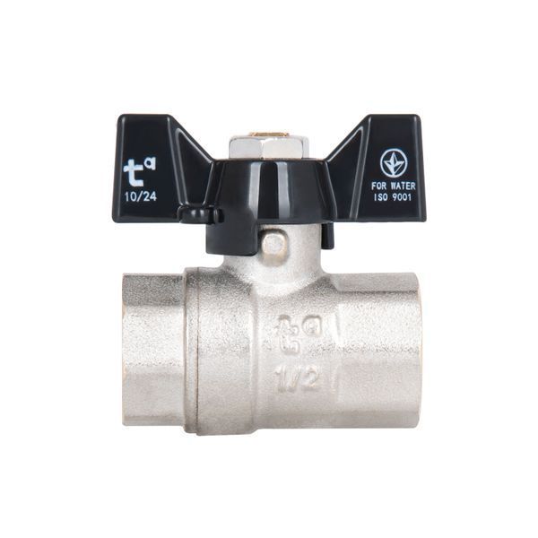 Кран кульовий для води Thermo Alliance Base 1/2" ВВ, латунний, ручка-метелик, нікельований, PN40 SD00002813 фото
