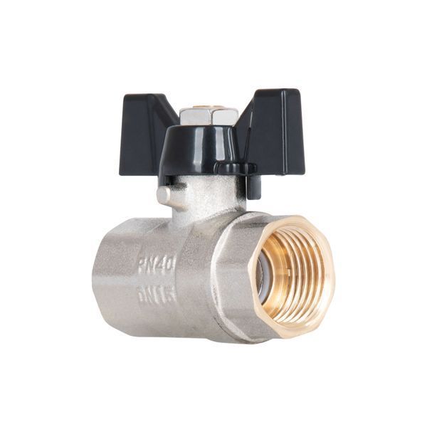 Кран кульовий для води Thermo Alliance Base 1/2" ВВ, латунний, ручка-метелик, нікельований, PN40 SD00002813 фото